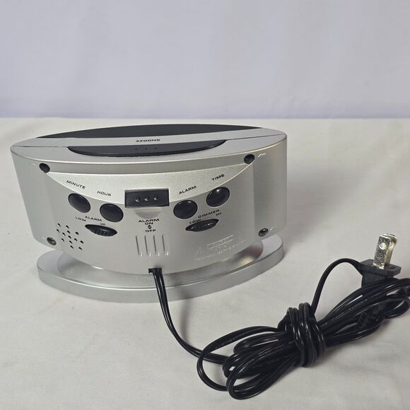 Sharp LED Digital Alarm Clock,‎ Swivel Base, SilverCase, Red Display, SPC033 - Picture 2 of 7